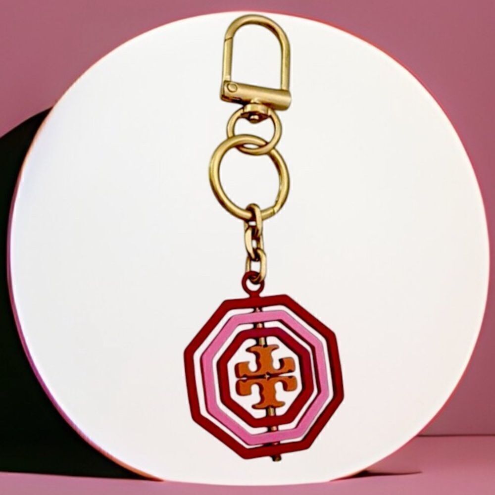 TORY BURCH LOGO KEYCHAIN DOUBLE FACE.